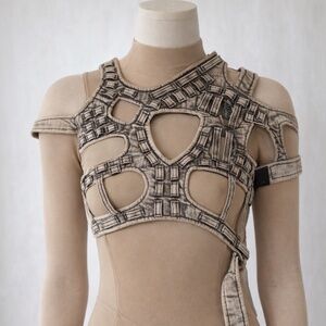 NWT DEMOBAZA Chest Grid Dimentsion Harness Vest Top SIZE XS